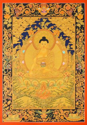 Full 24K Gold Style Shakyamuni Buddha | Wall Hanging Yoga Meditation Art | Religious Gifts